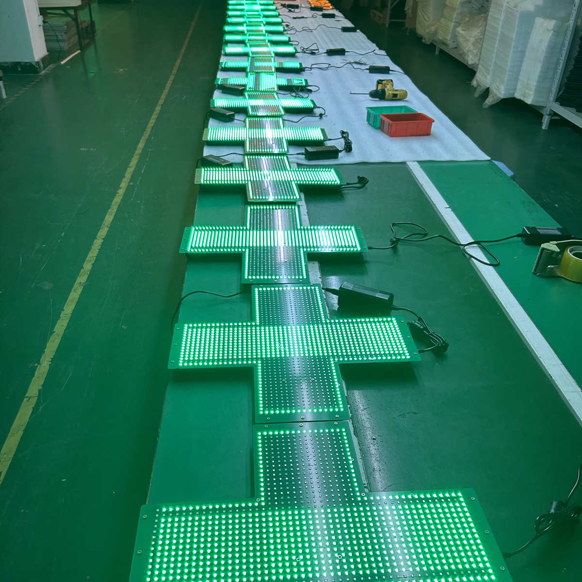 led crosses signs aging test