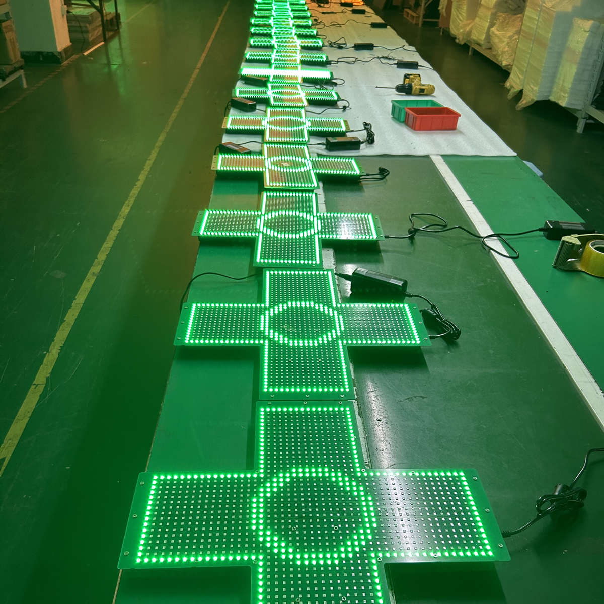 led crosses signs aging test