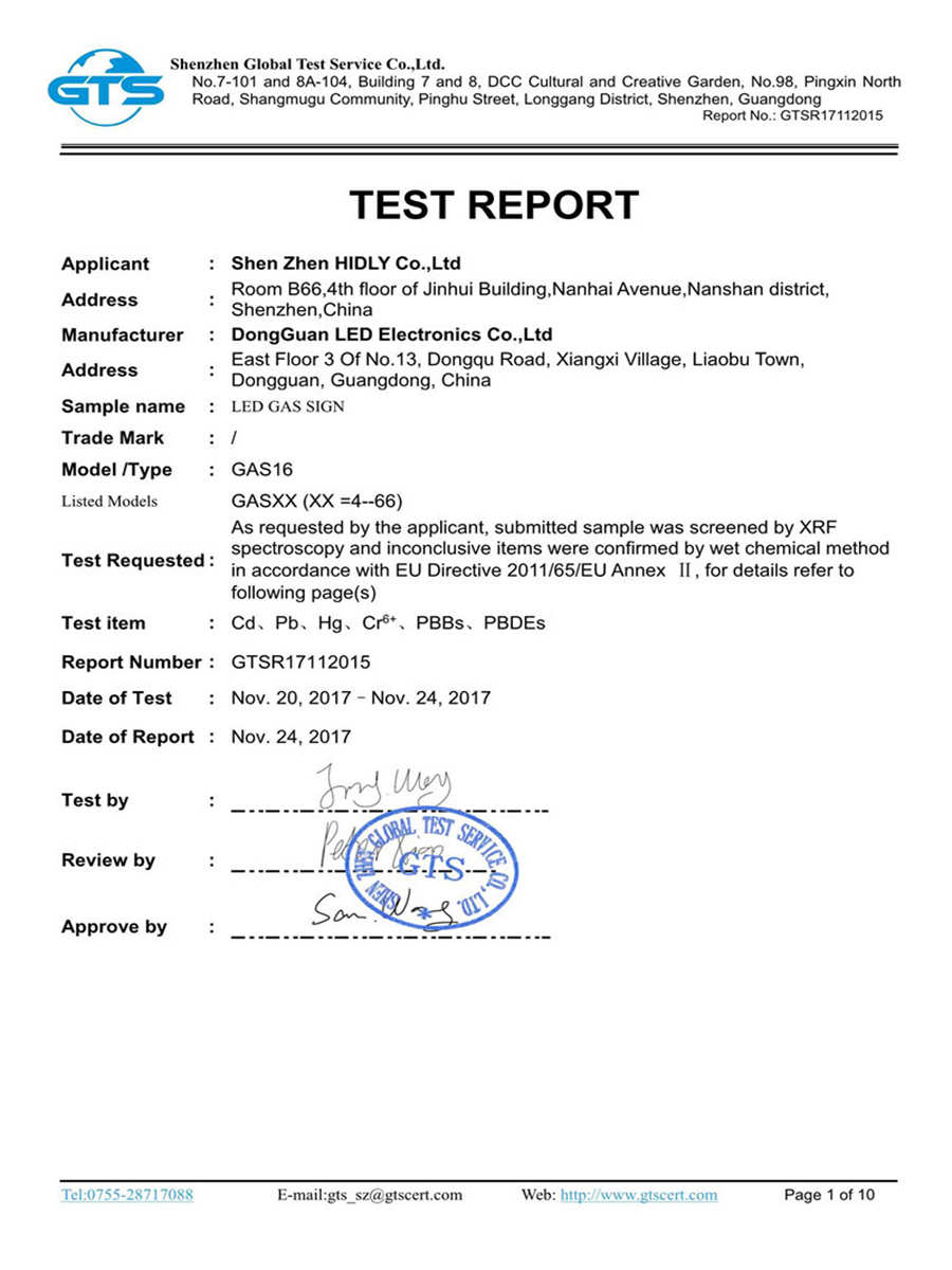 petrol led board certificate