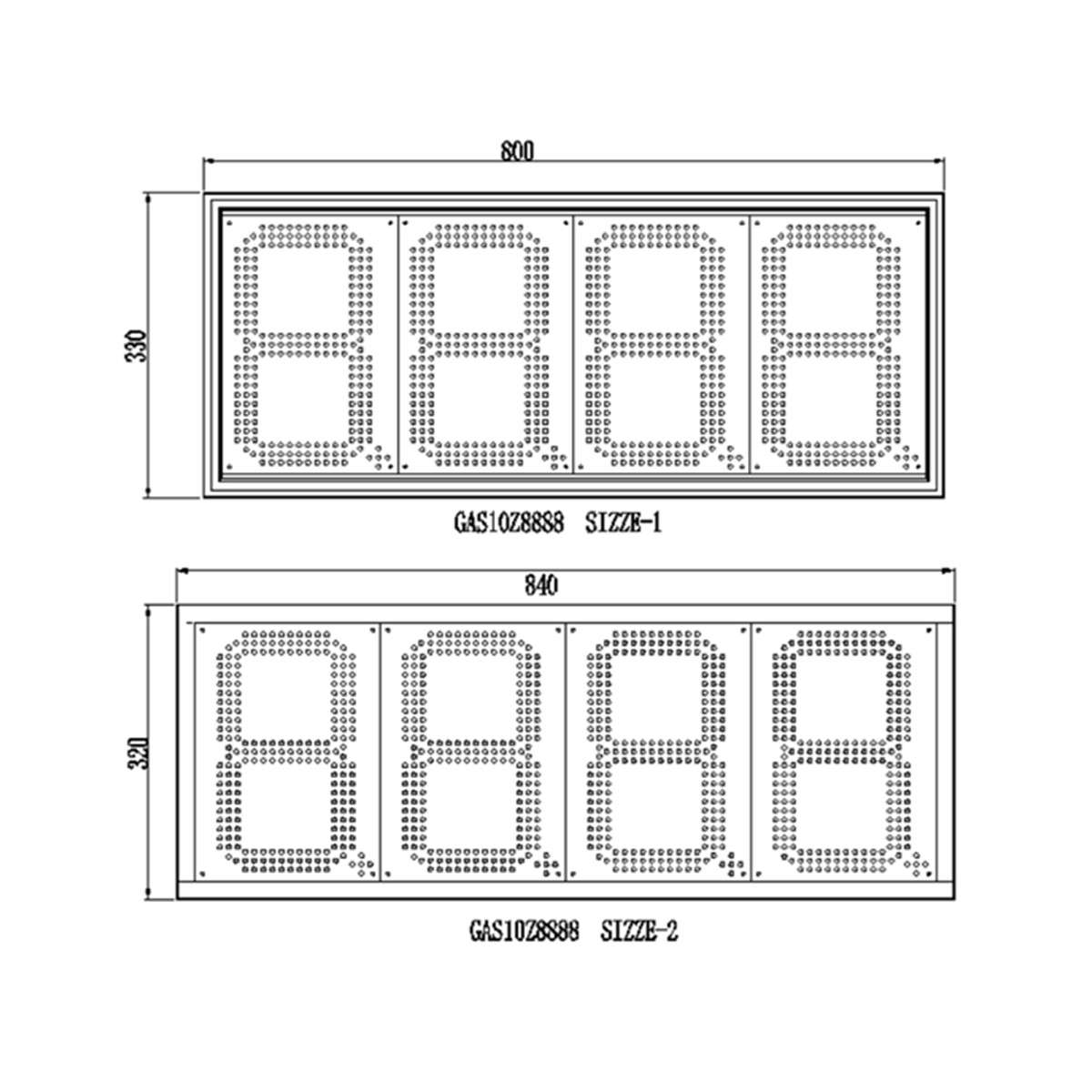 gas led signs size